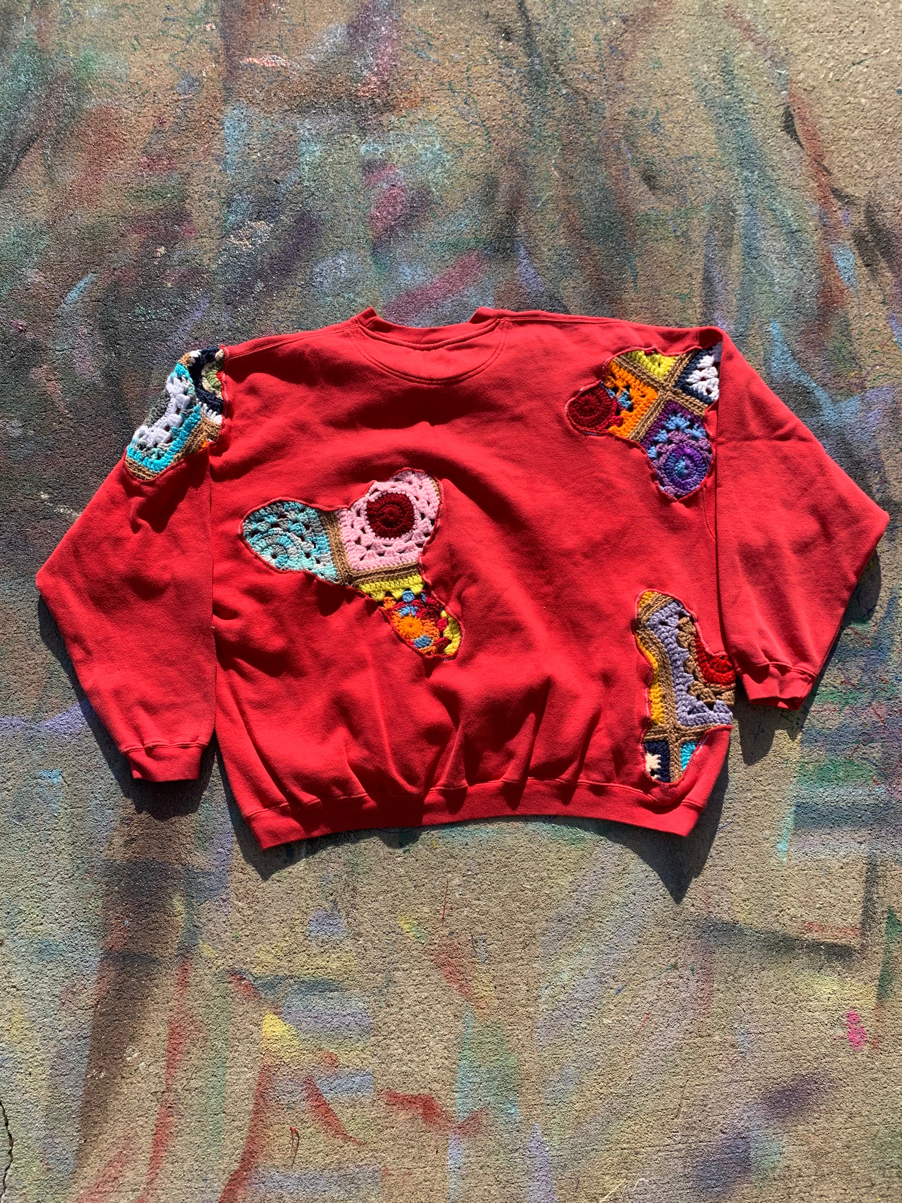 Scab Patches Crewneck (Multicolor/Red)- XXXL