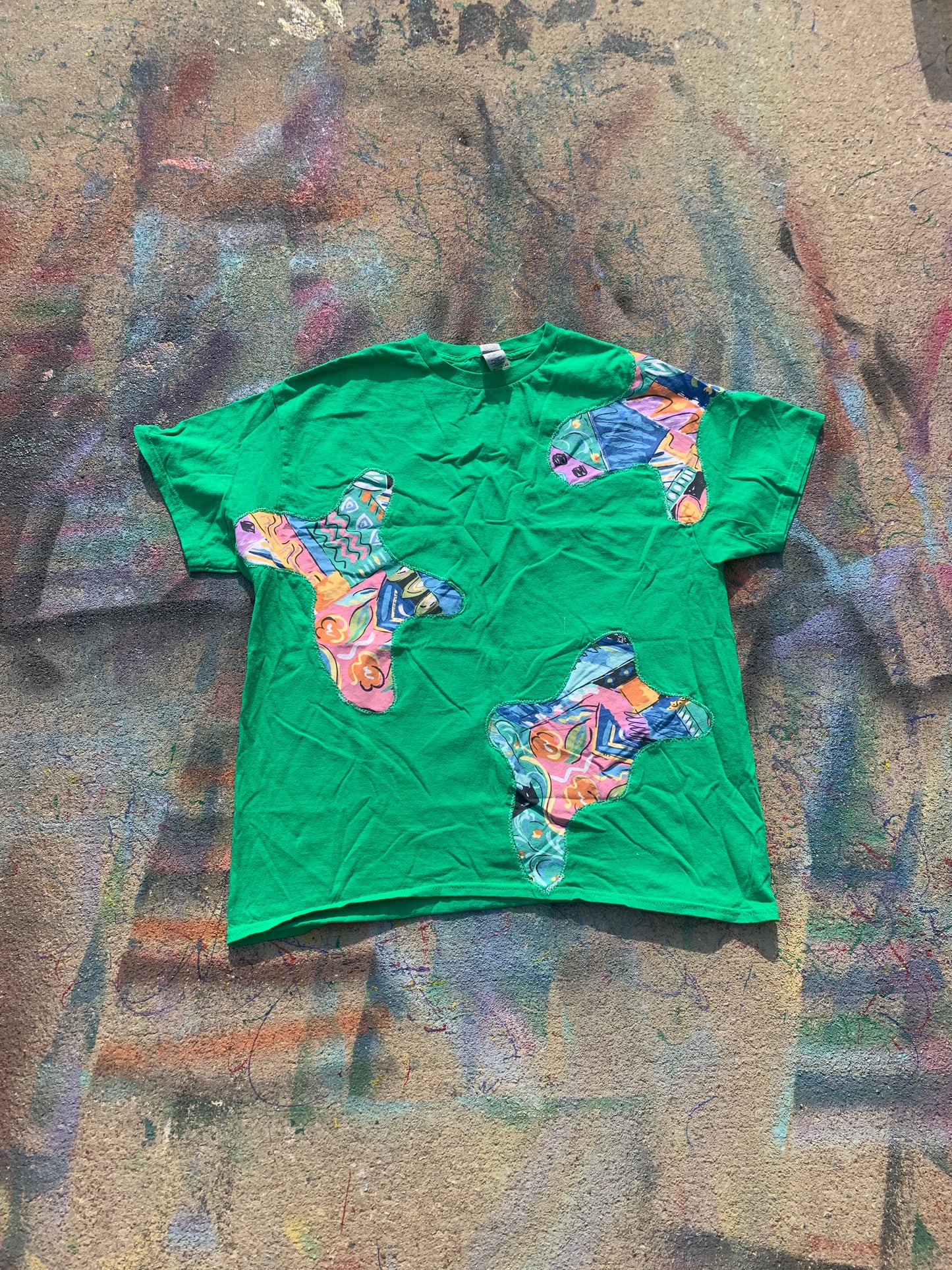 (LS) Scab Patches T-Shirt (Multicolor/Green)-XL