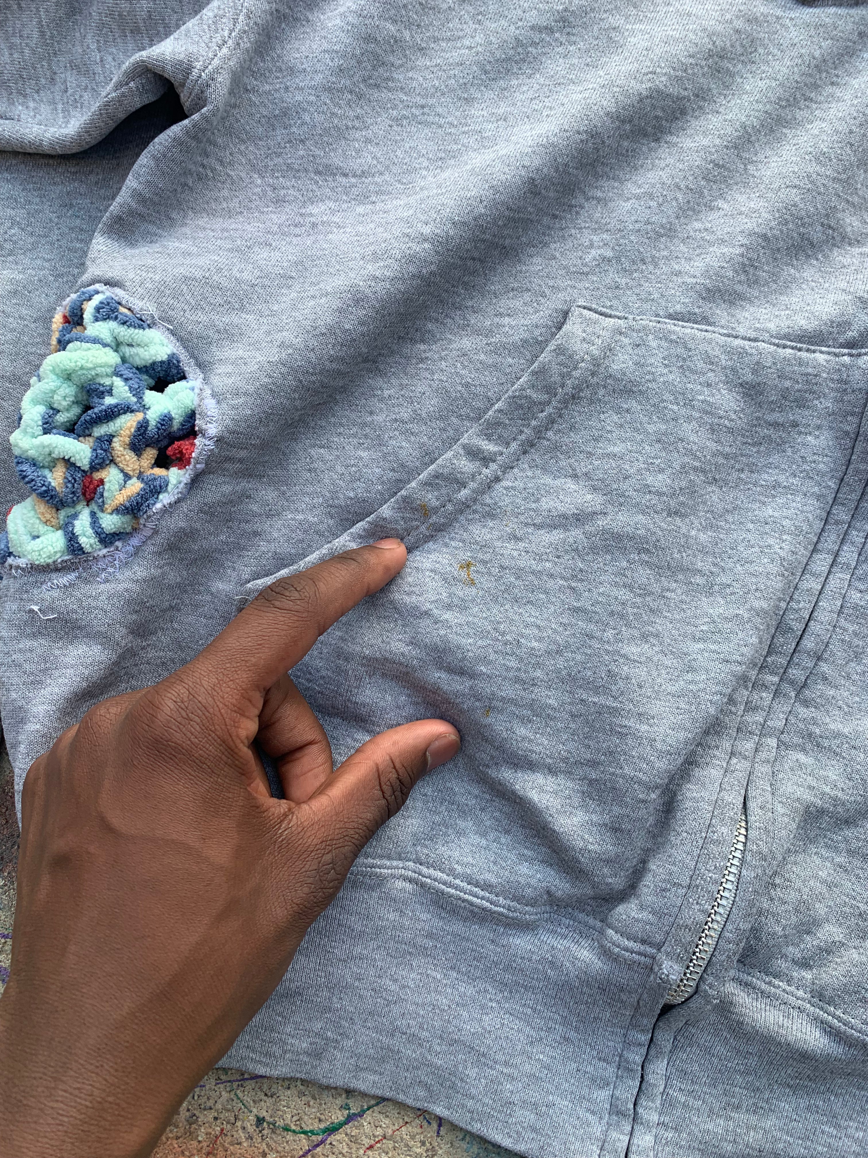 (LS) Scab Patches Zip Up Hoodie (Multicolor/Grey)- XL