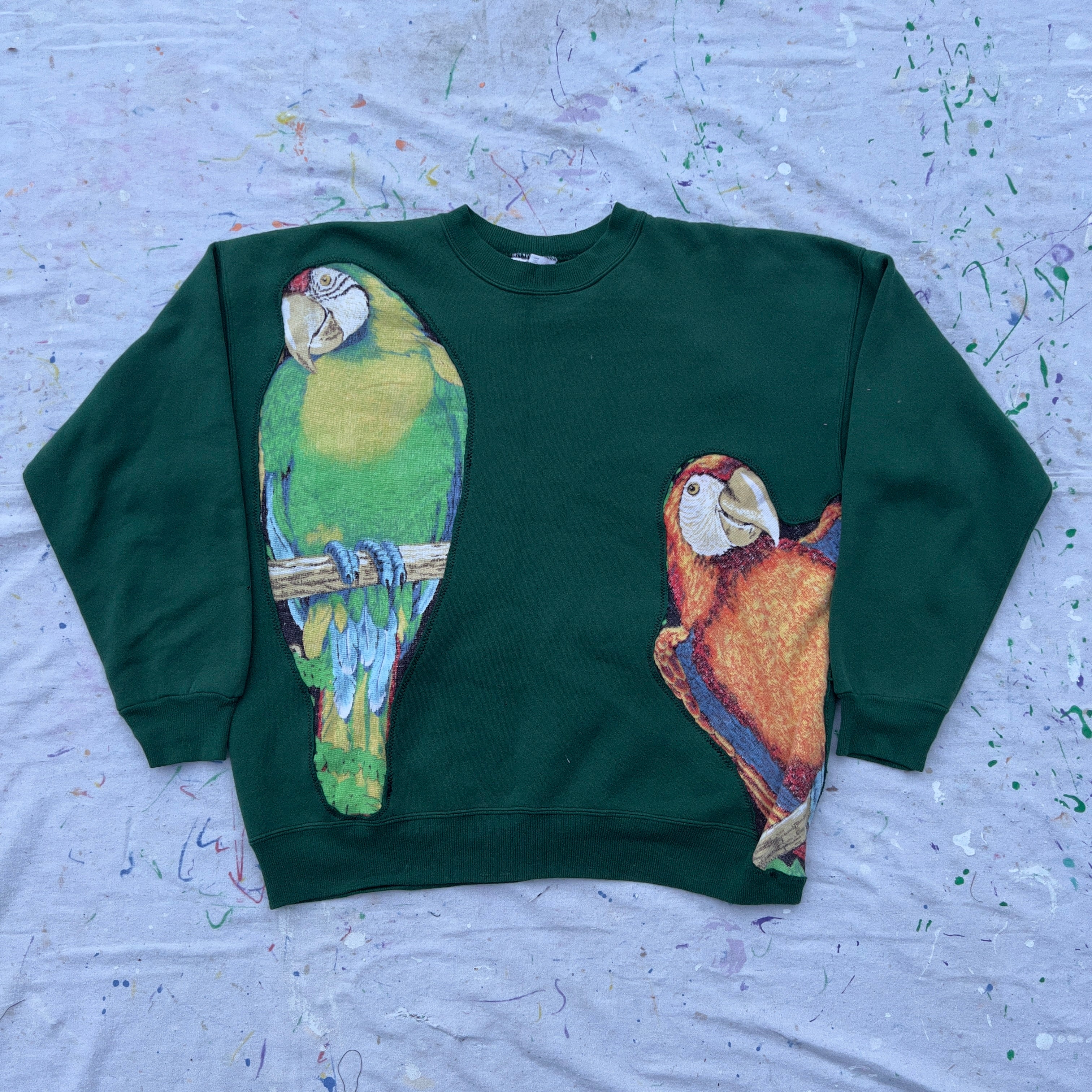 Repeating Parrots See-Through Crewneck (M)