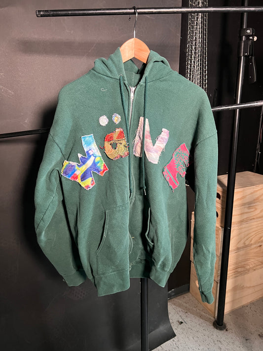 Wäne Wear Zip Up Hoodie (Multicolor/Green)- L