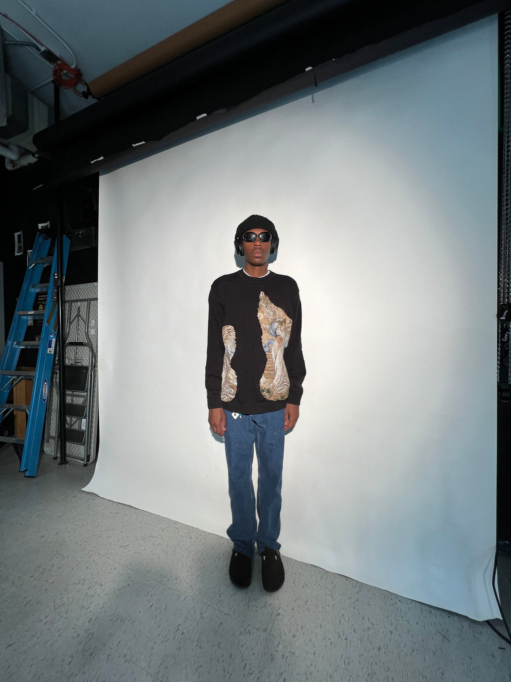 (LS) Repeating Angel See-Through Knit Sweater (XLT)