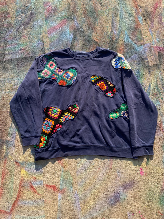 Scab Patches Crewneck (Multicolor/Navy)- XXL