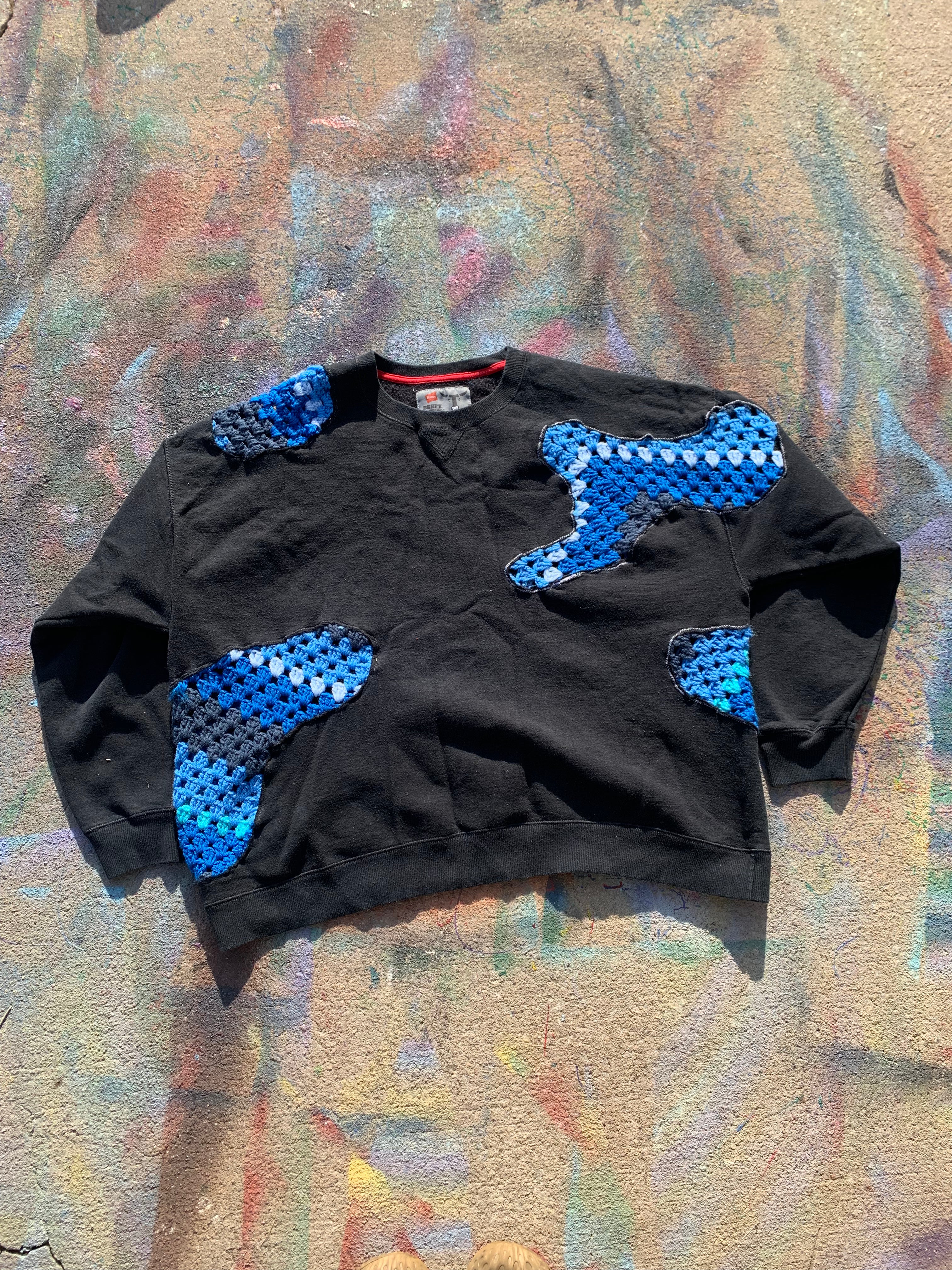 Scab Patches Crewneck (Blue/Navy)- XXXL