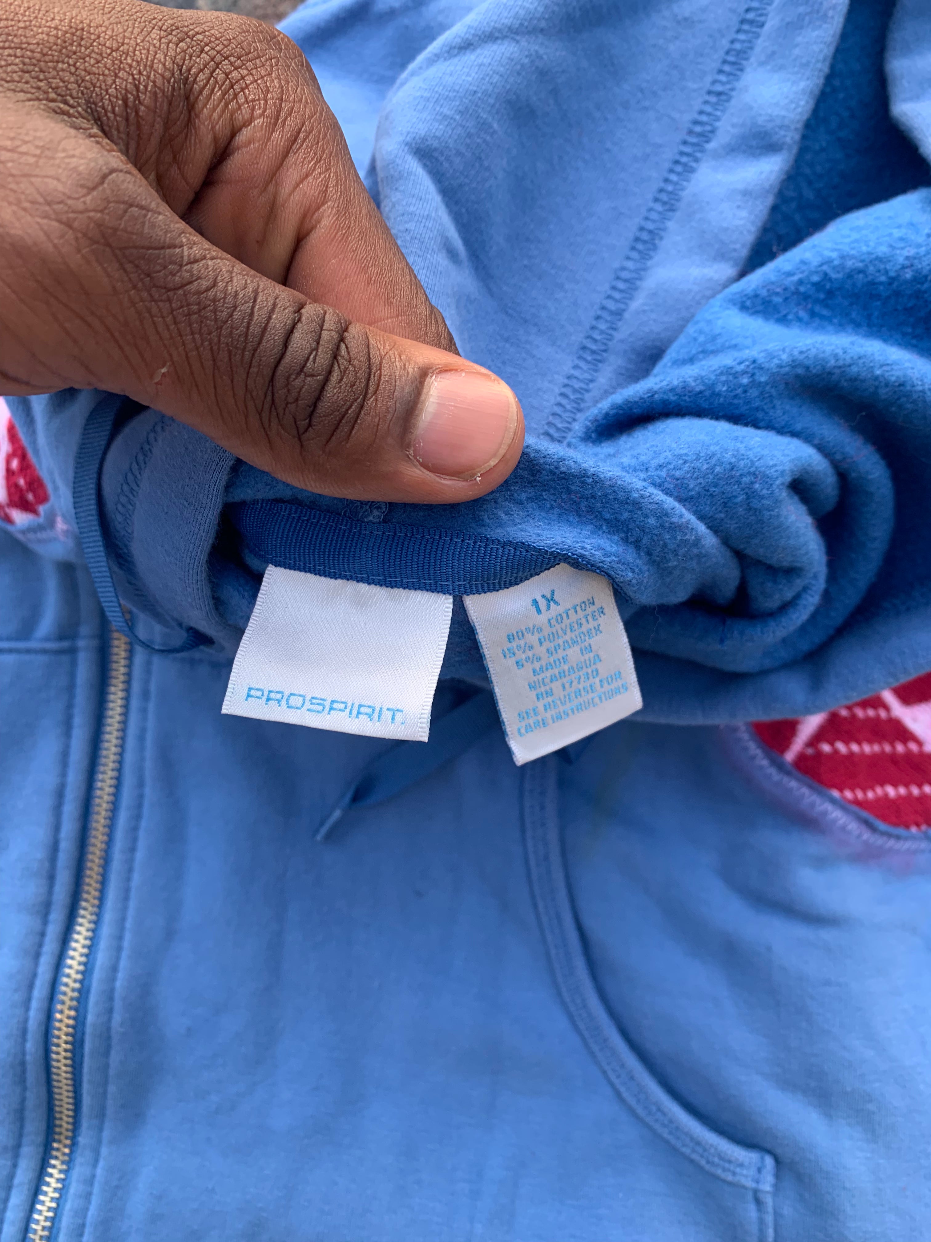 Scab Patches Zip Up Hoodie (Red/White/Baby Blue) - XL