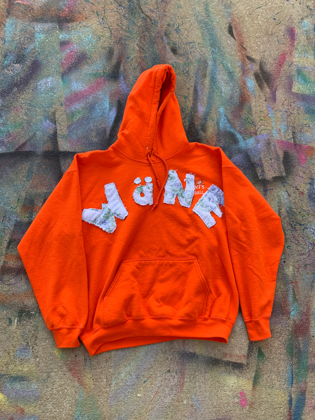 Wäne Wear Hoodie (Baby Blue/Orange)- L