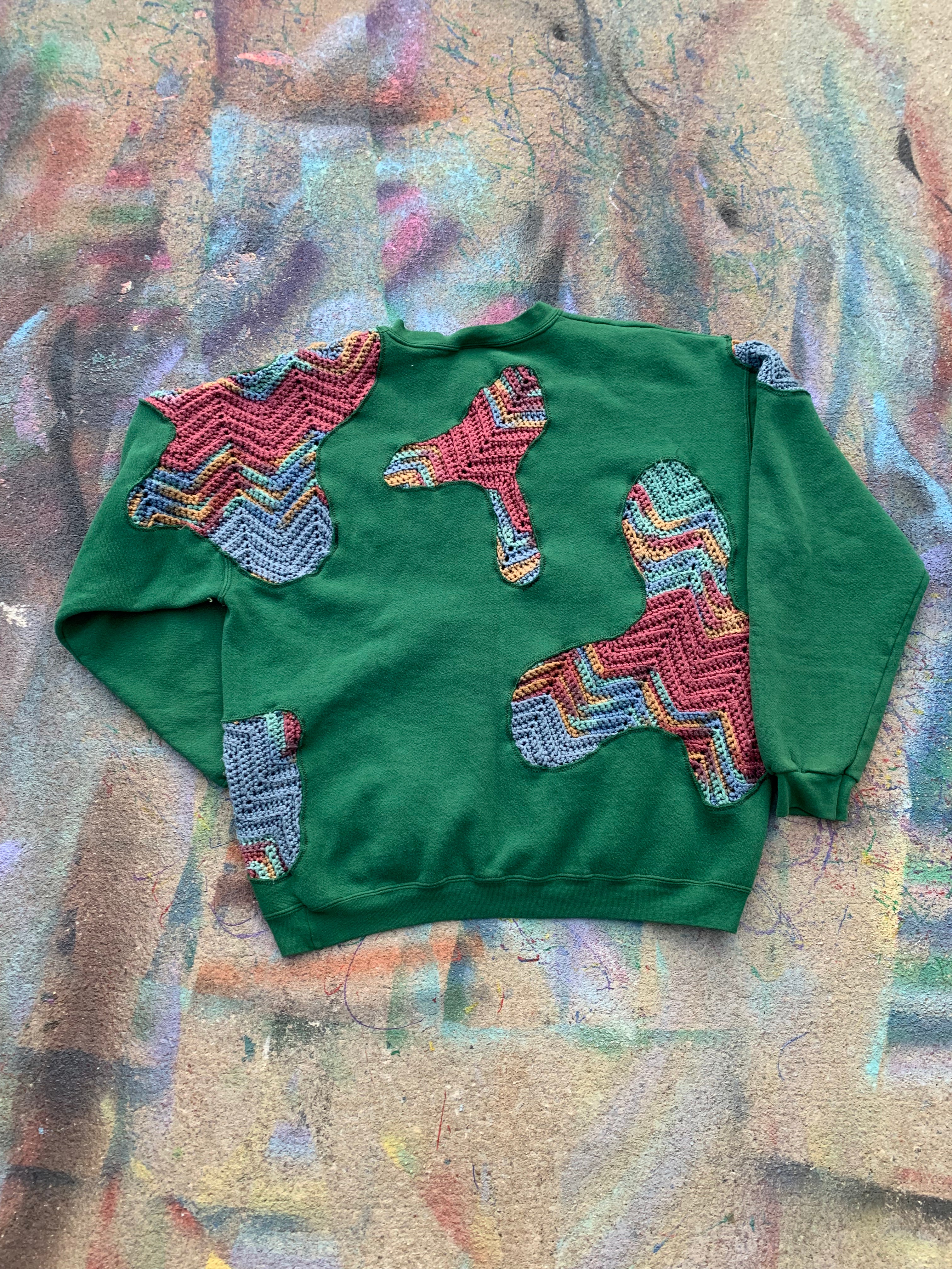 Scab Patches Crewneck (Multi/Green)- XL