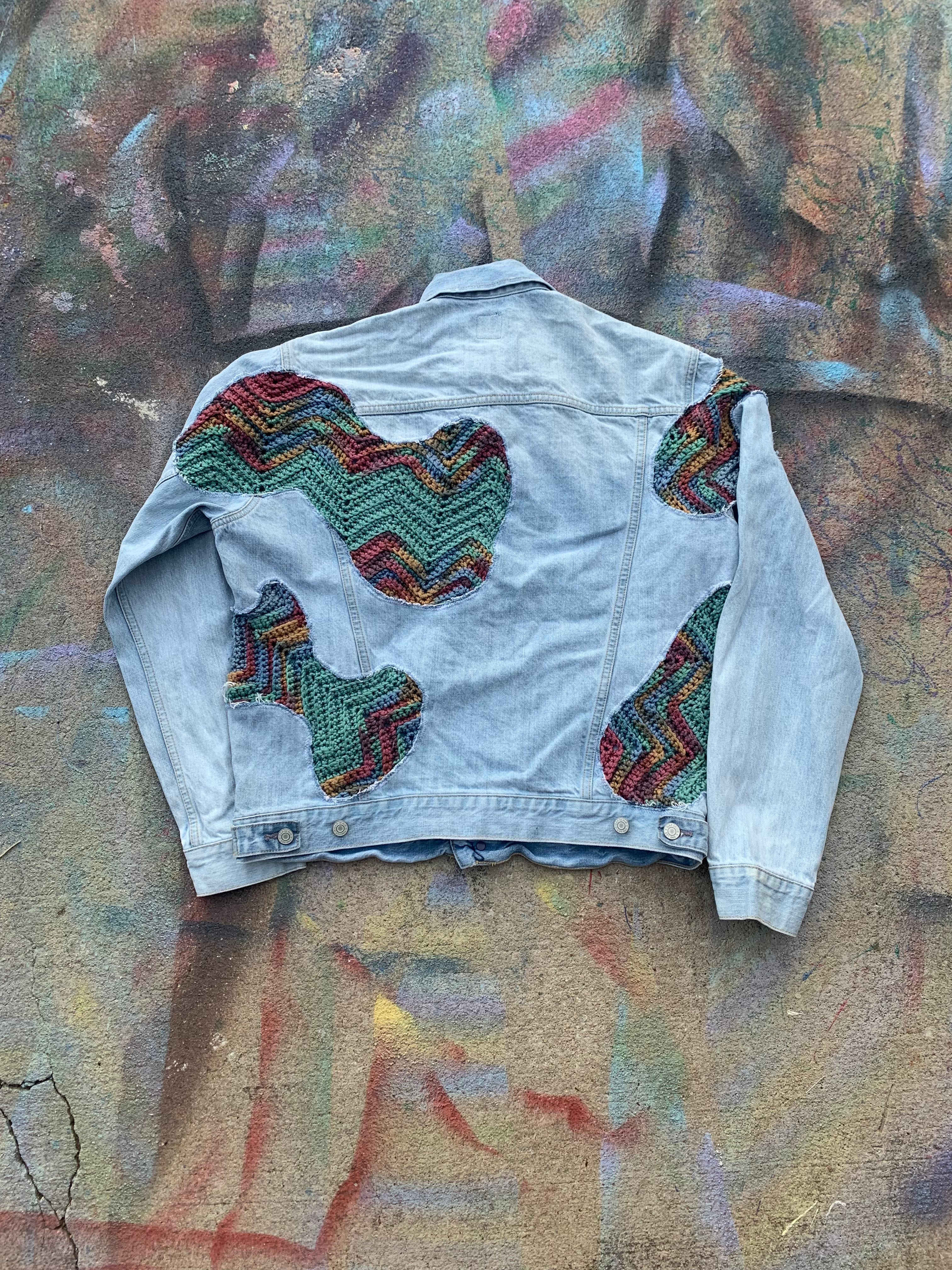 (LS) Scab Patches Denim Jacket (Multicolor/Light Wash)- M