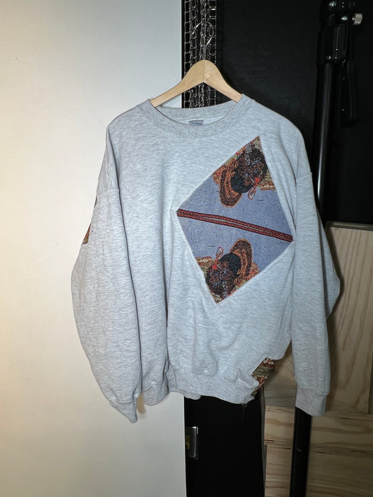 (LS) Repeating Turkey See-Through Crewneck (XL)