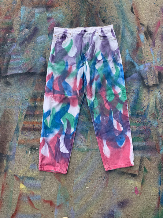 (LS) Flame Reprint Pants (Mulitcolor/White)- 34/30