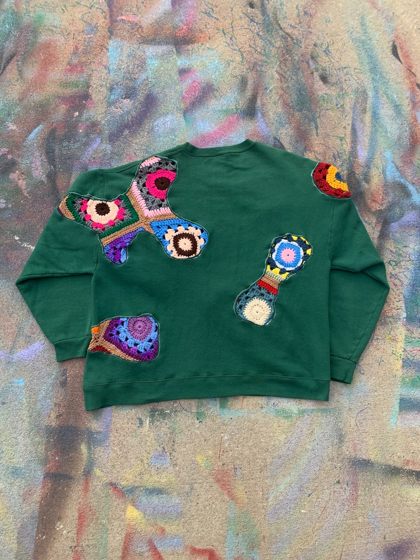 Scab Patches Crewneck (Multicolor/Green)-XL