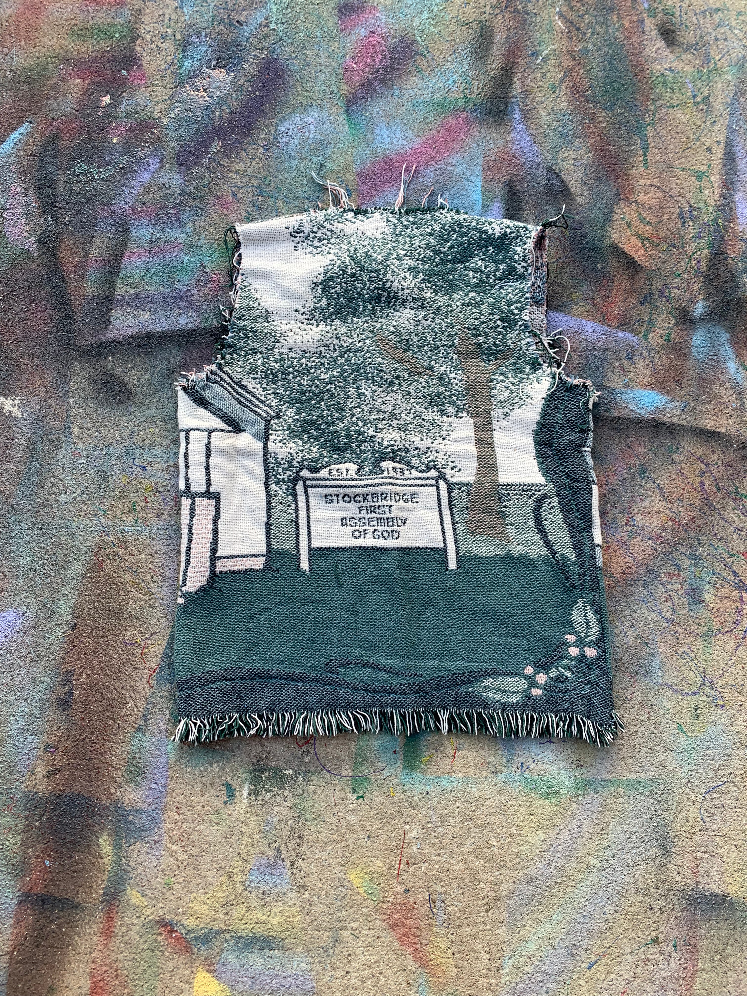 1/1 Tapestry Sweatervest (Green/White)- L