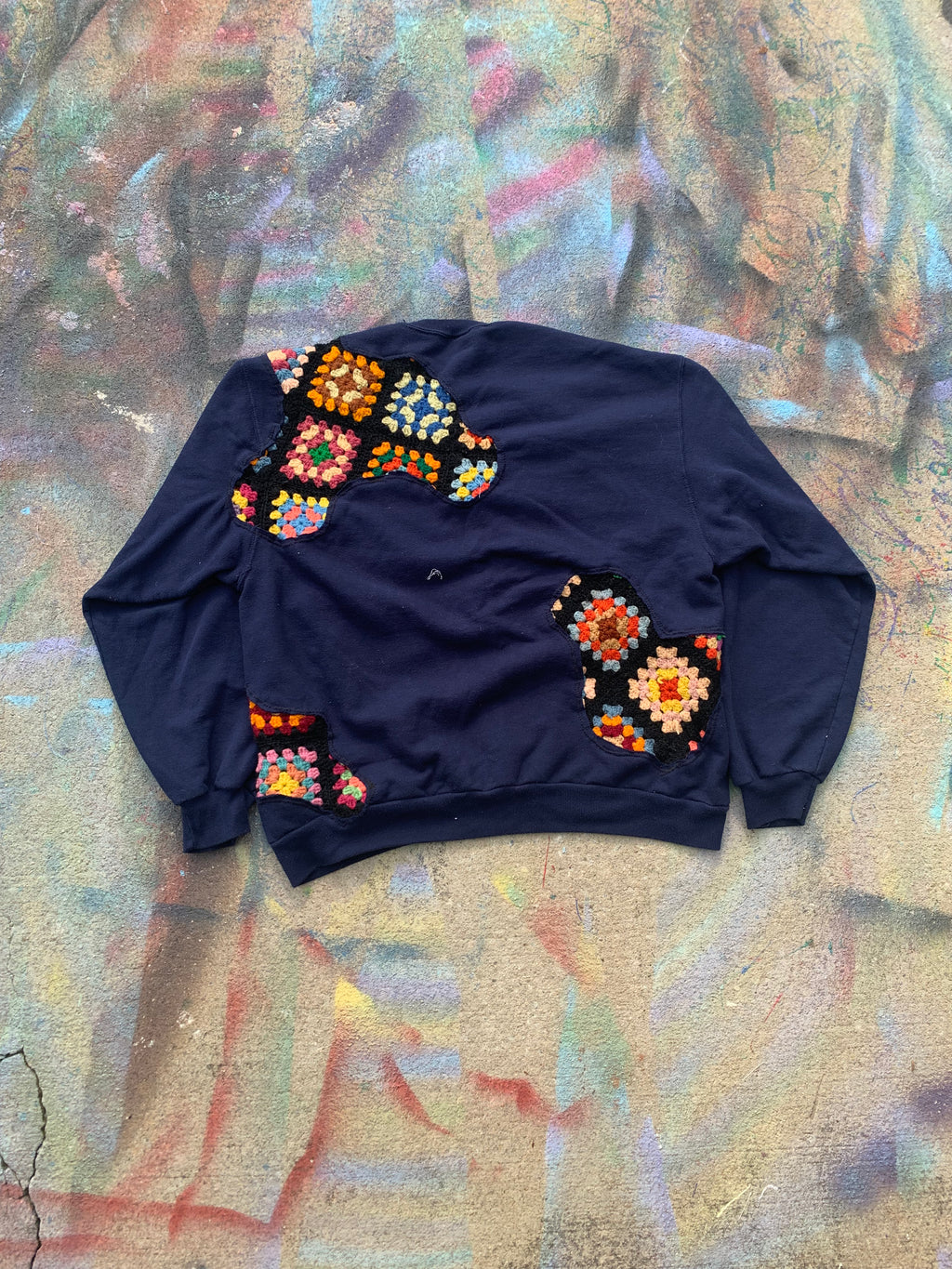 Wäne Wear Scab Patches Crewneck (Multicolor/Navy)- L