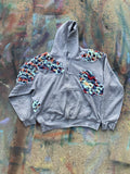(LS) Scab Patches Zip Up Hoodie (Multicolor/Grey)- XL