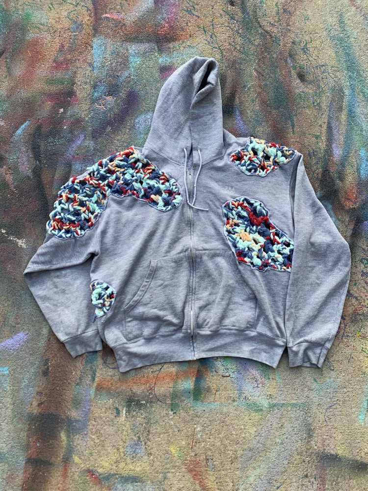 (LS) Scab Patches Zip Up Hoodie (Multicolor/Grey)- XL