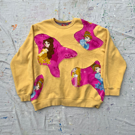 (LS) Scab Patches Crewneck (Disney Princesses/Yellow)- XL