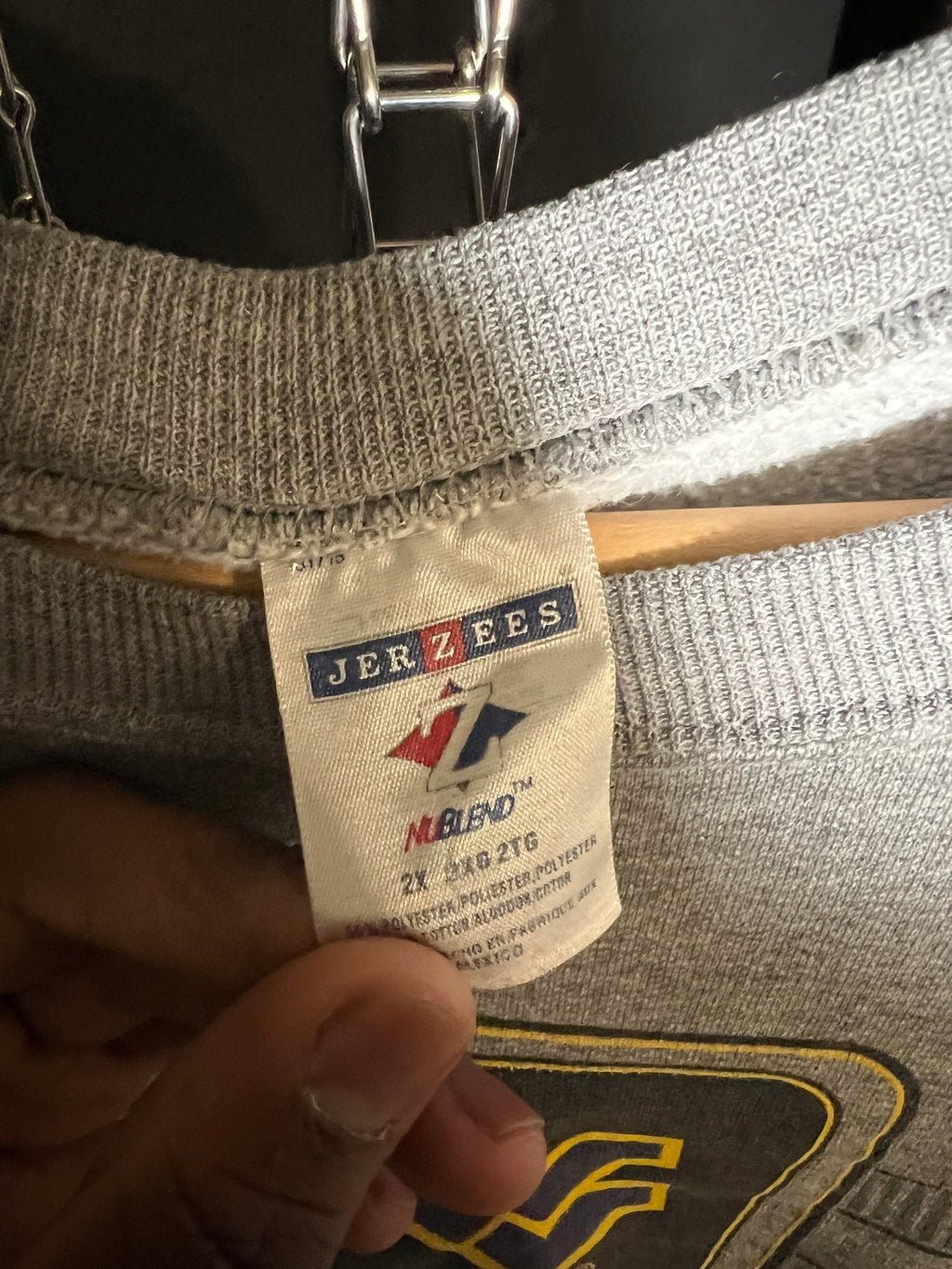 (LS) Scab Patches Crewneck (White/Brown/West Virginia)- XXL