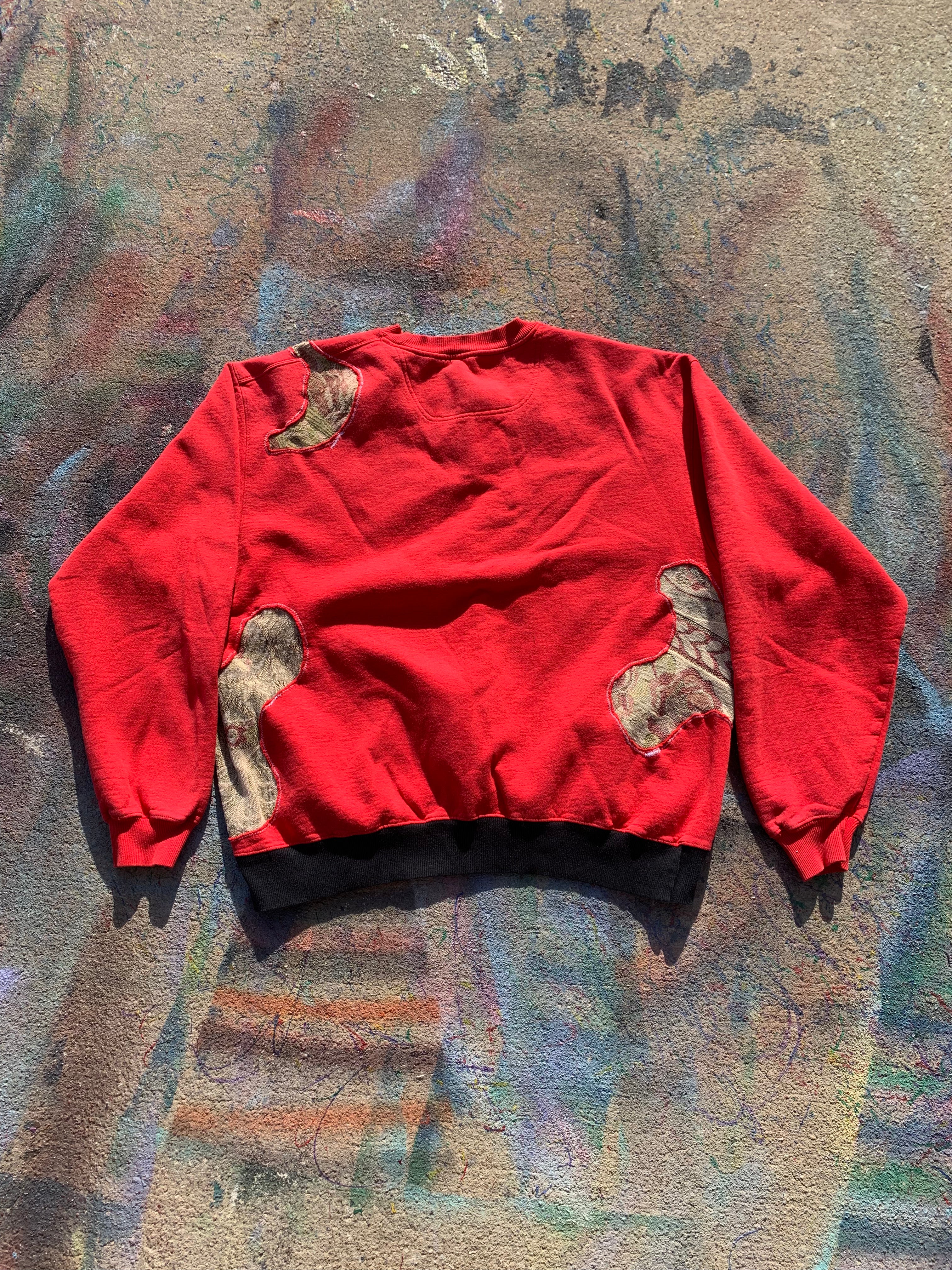 (LS) Scab Patches Crewneck (Tan/Red)- XL
