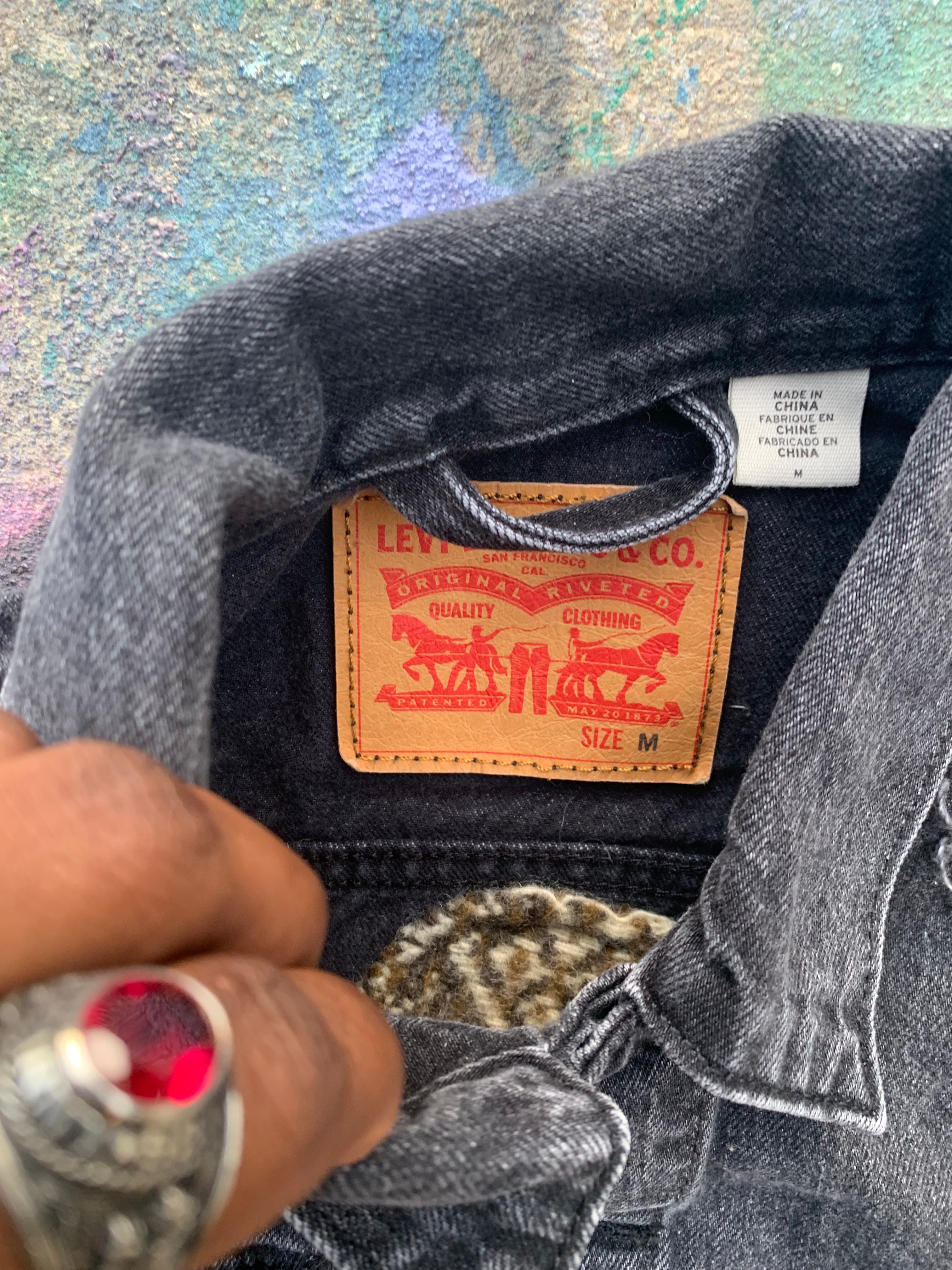 (LS) Scab Patches Denim Jacket (Tan/Brown/Black)- M