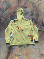 Scab Patch Zip Up Hoodie (Mixed/Pale Green)- XL