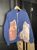 Navy Repeating Cat Portrait Hoodie (M)