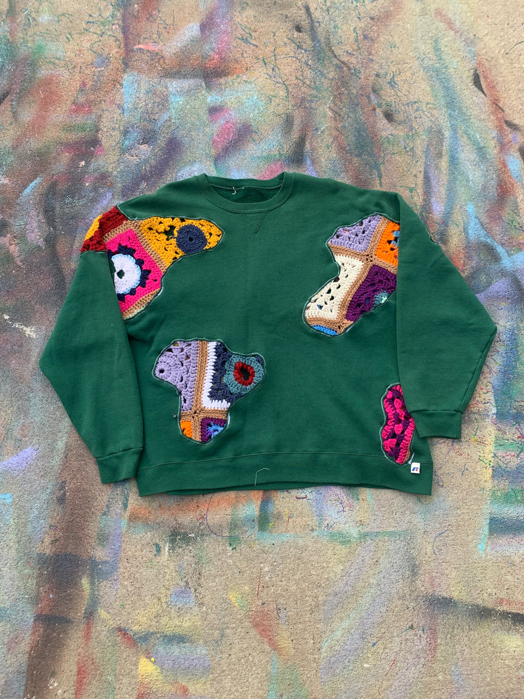Scab Patches Crewneck (Multicolor/Green)-XL