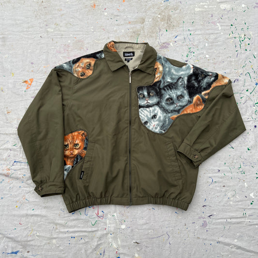 Scab Patches Zip Up Jacket (Kitty Cat/Olive)- L