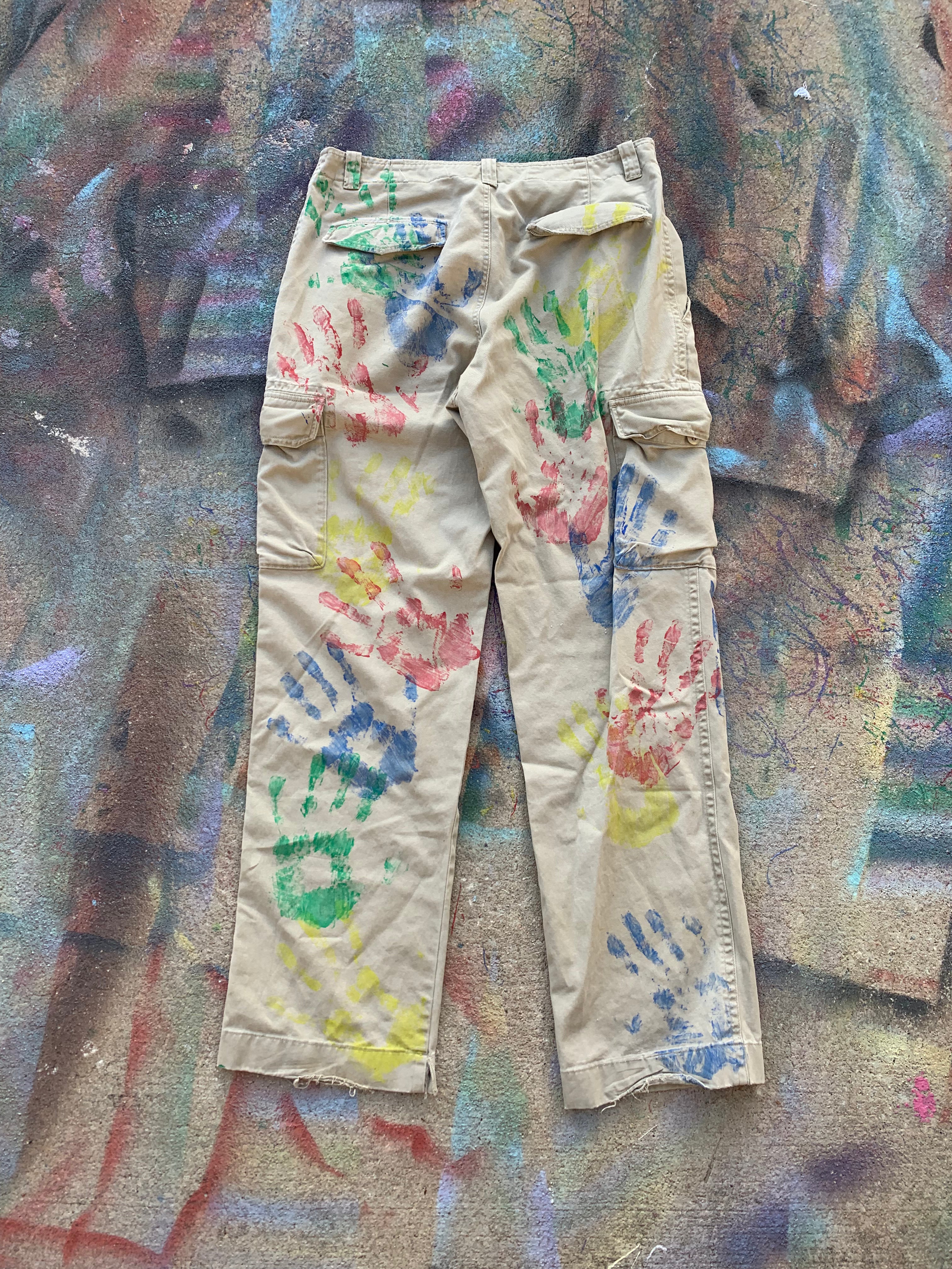 HandPrint Cargo Pants (Multicolor/Tan)- 34/34