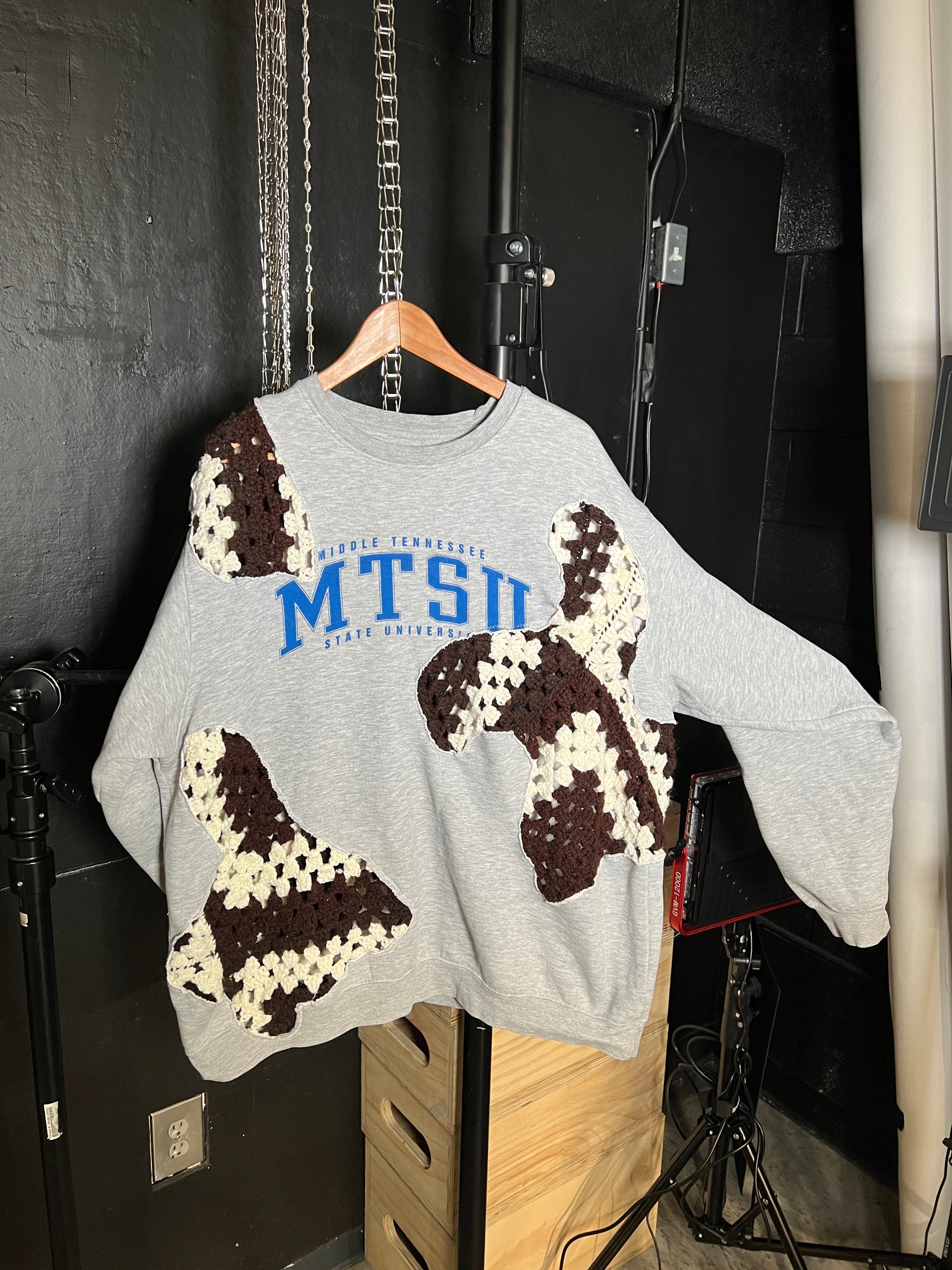 Scab Patches Crewneck (White/Brown/Middle Tennessee)- XXL