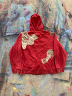 Scab Patches Zip Up Hoodie (Tan/Red)- M