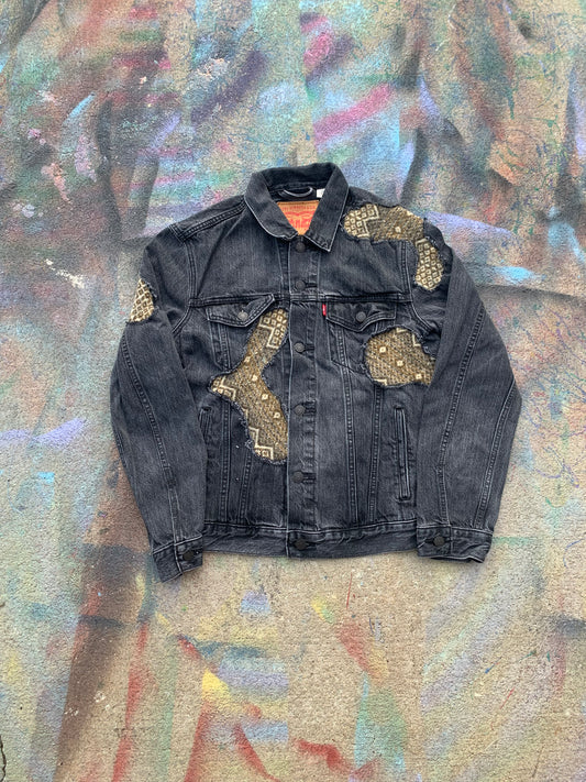 (LS) Scab Patches Denim Jacket (Tan/Brown/Black)- M