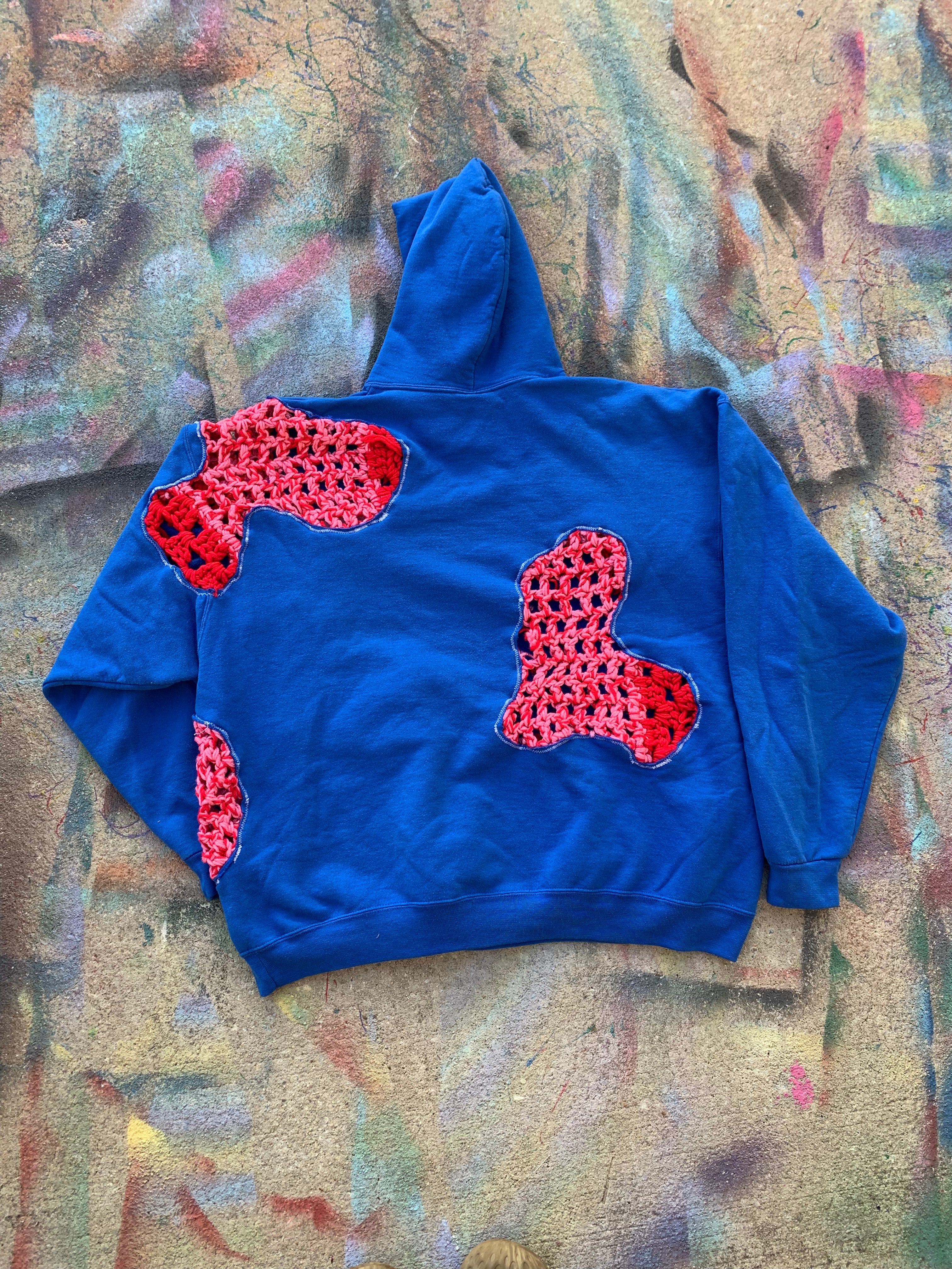 (LS) Scab Patches Hoodie (Pink/Red/Blue)- XXL