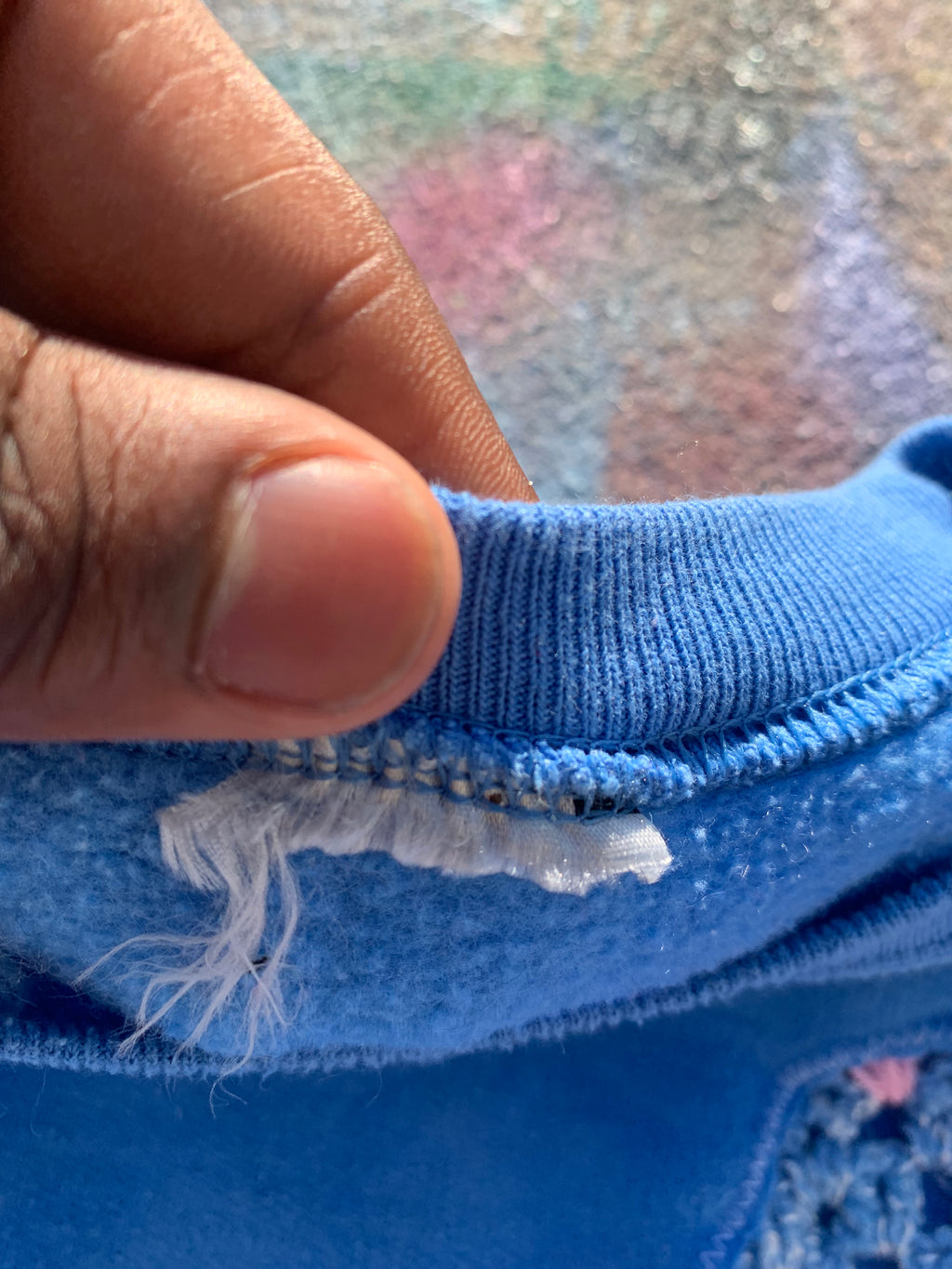 (LS) Scab Patches Crewneck (Multicolor/Baby Blue)- XL