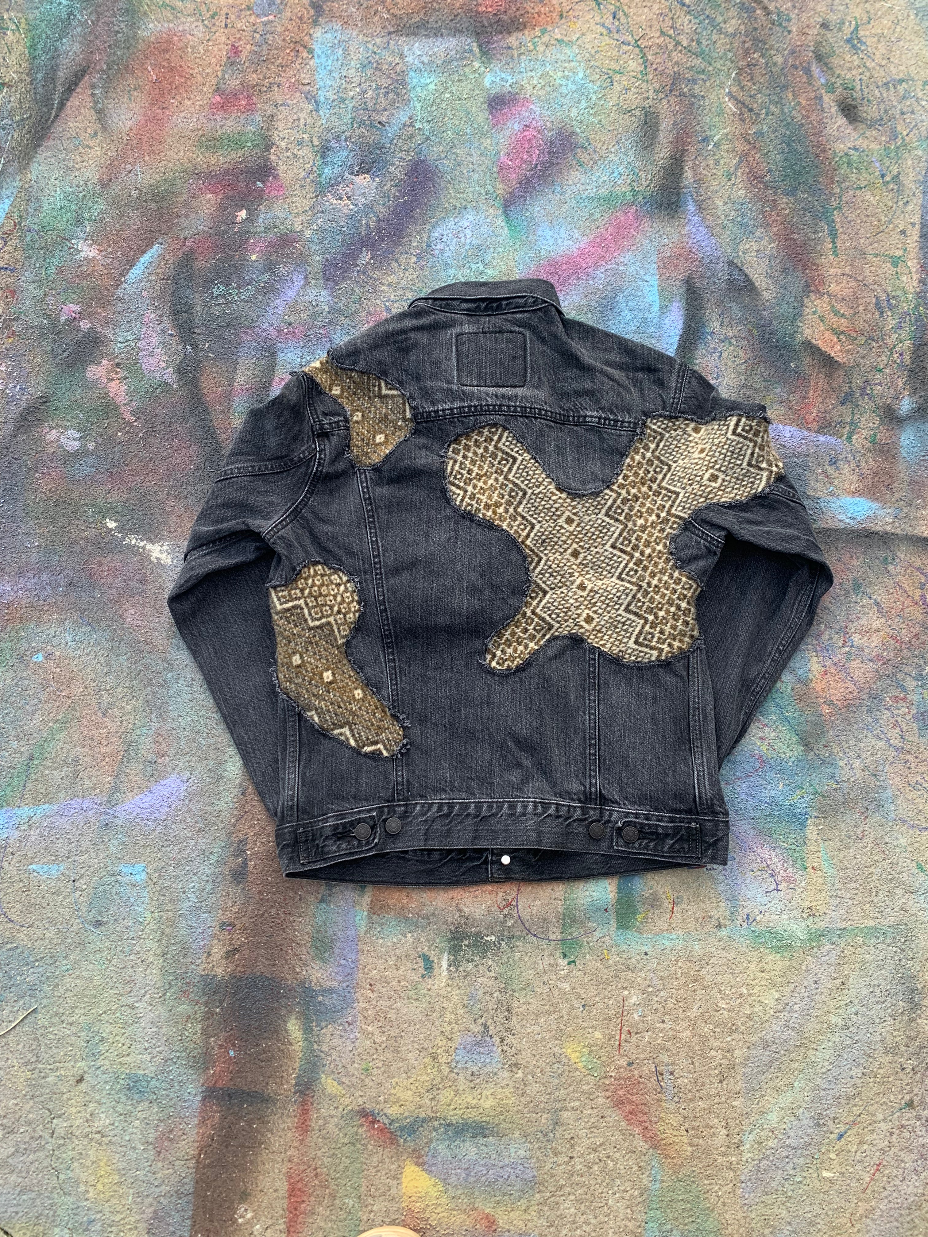 (LS) Scab Patches Denim Jacket (Tan/Brown/Black)- M