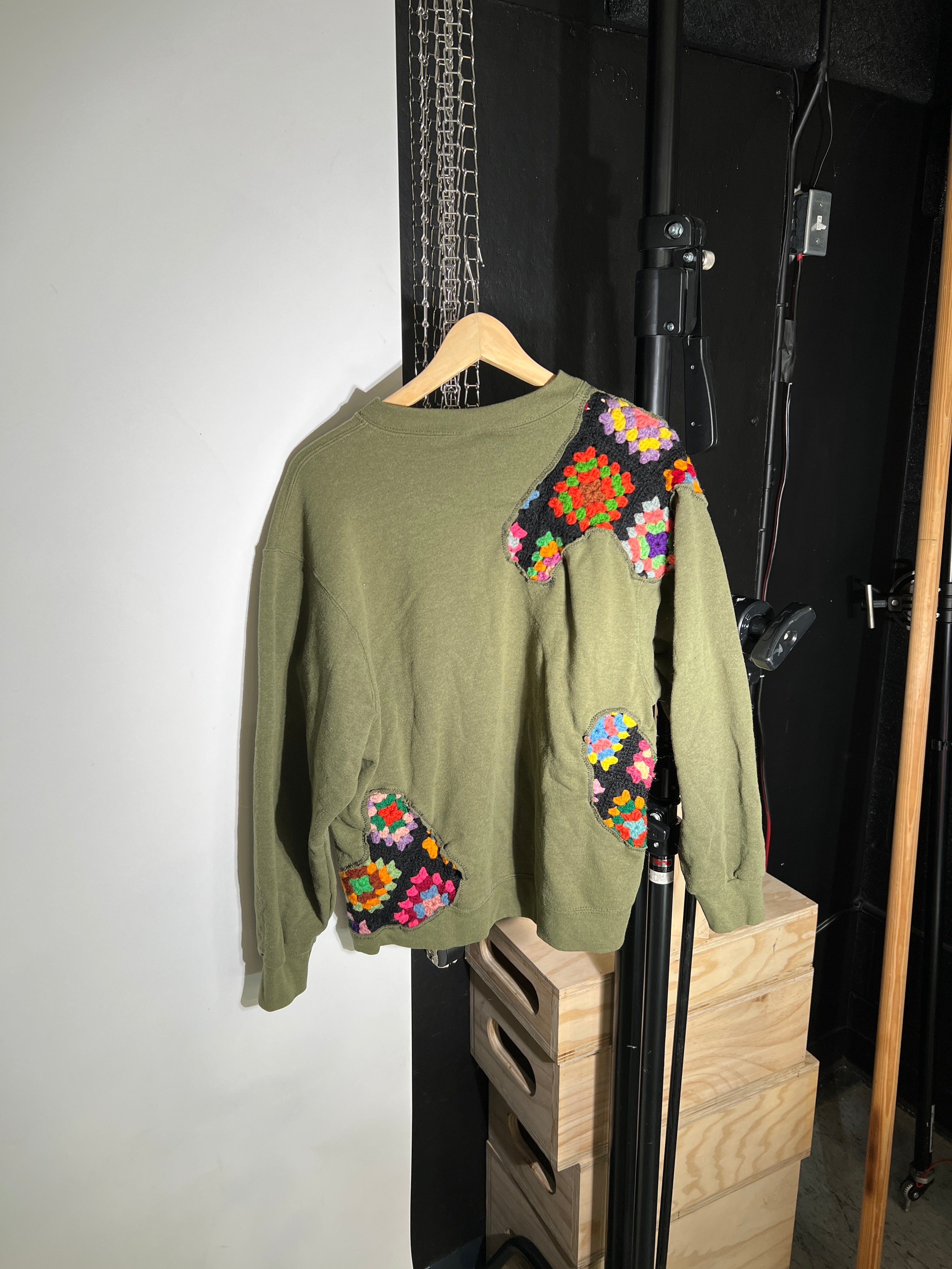 Scab Patches Crewneck (Multicolor/Olive) (XL)