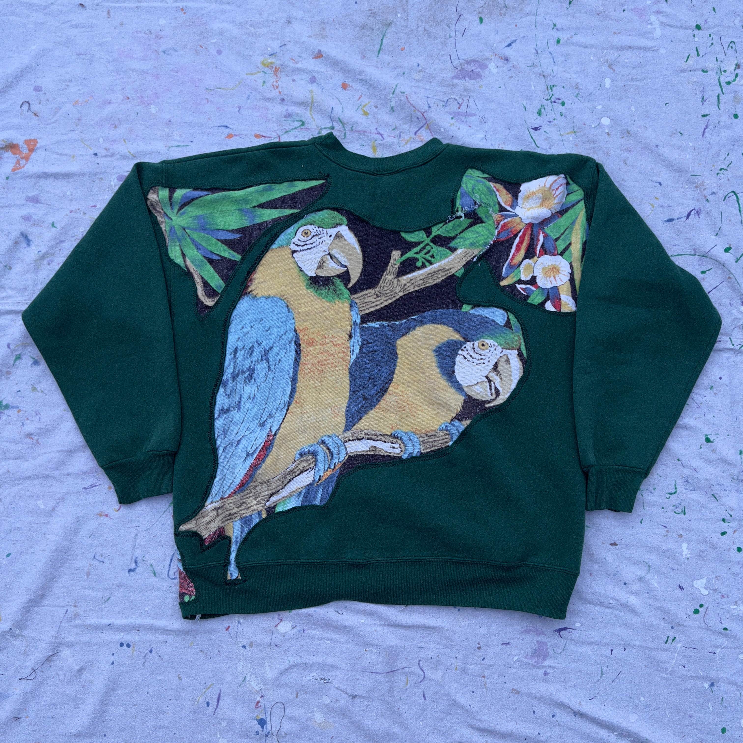 Repeating Parrots See-Through Crewneck (M)