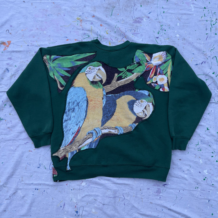 Repeating Parrots See-Through Crewneck (M)