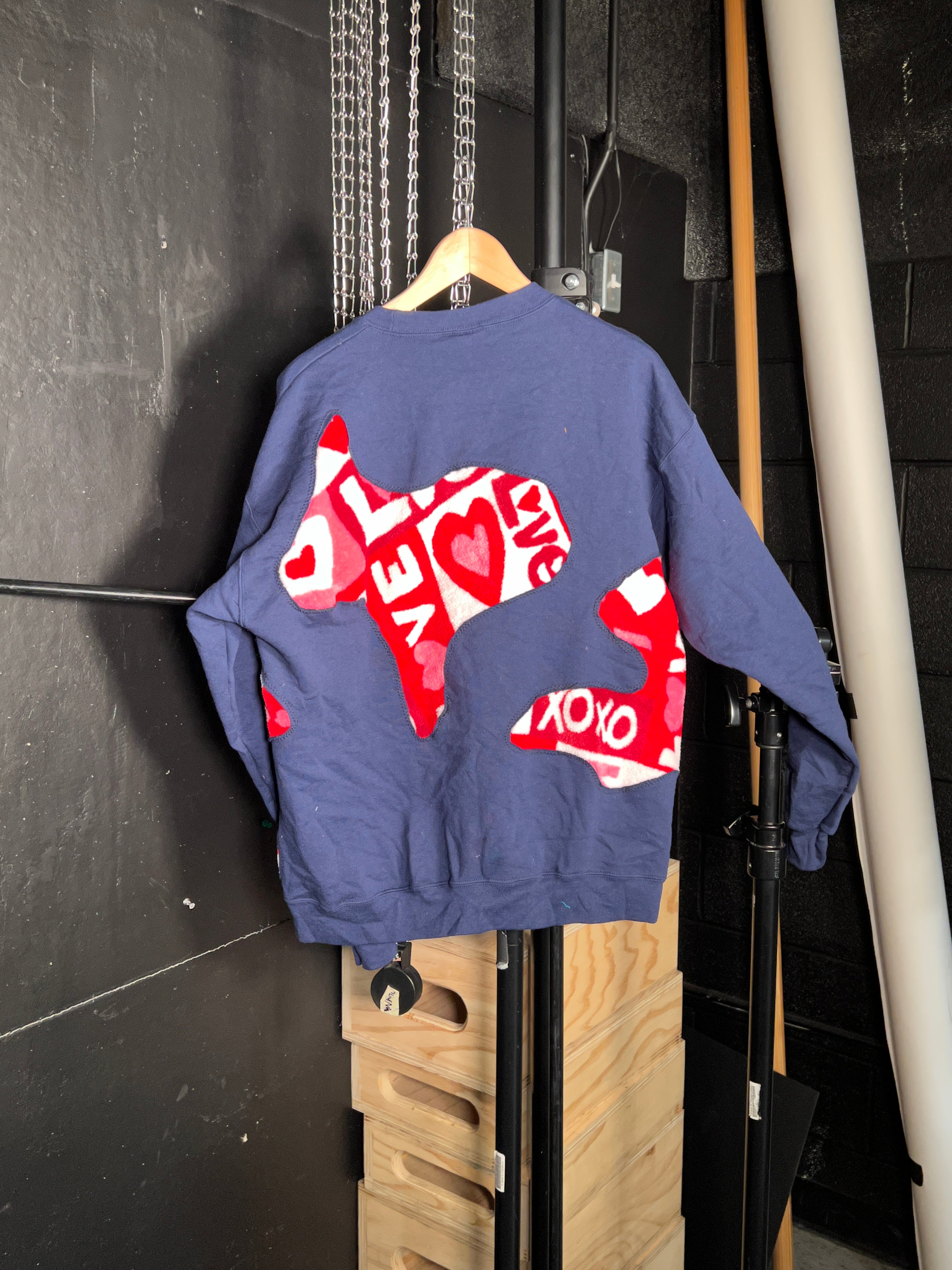 Scab Patches Crewneck (Valentine's Day/Navy) (L)