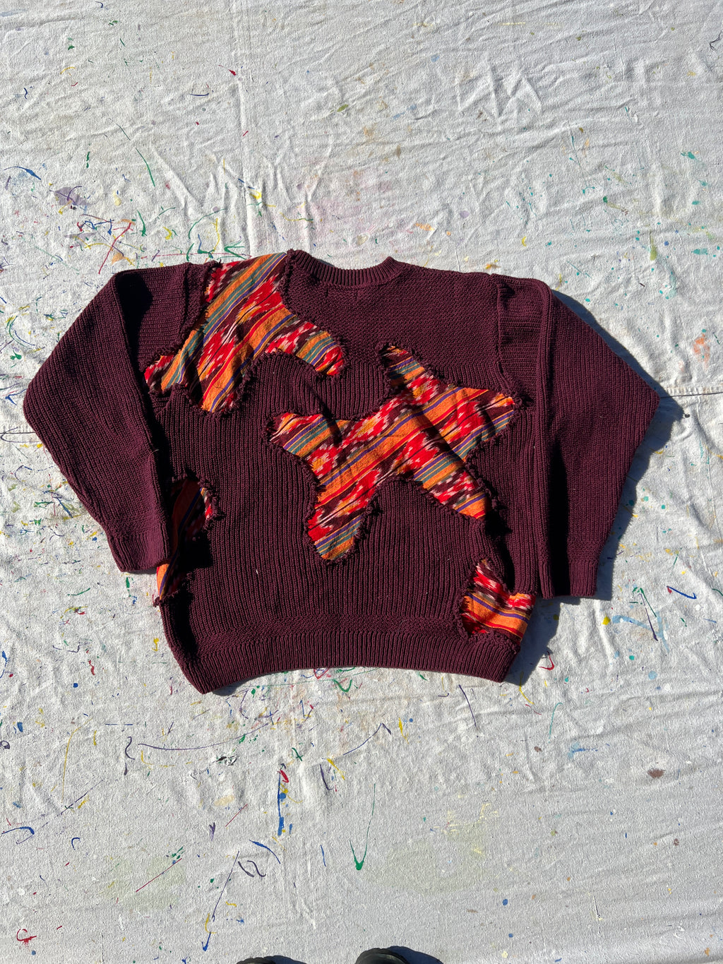 Scab Patches Sweater (Multicolor/Maroon)- M