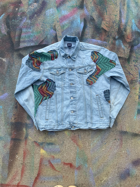 (LS) Scab Patches Denim Jacket (Multicolor/Light Wash)- M