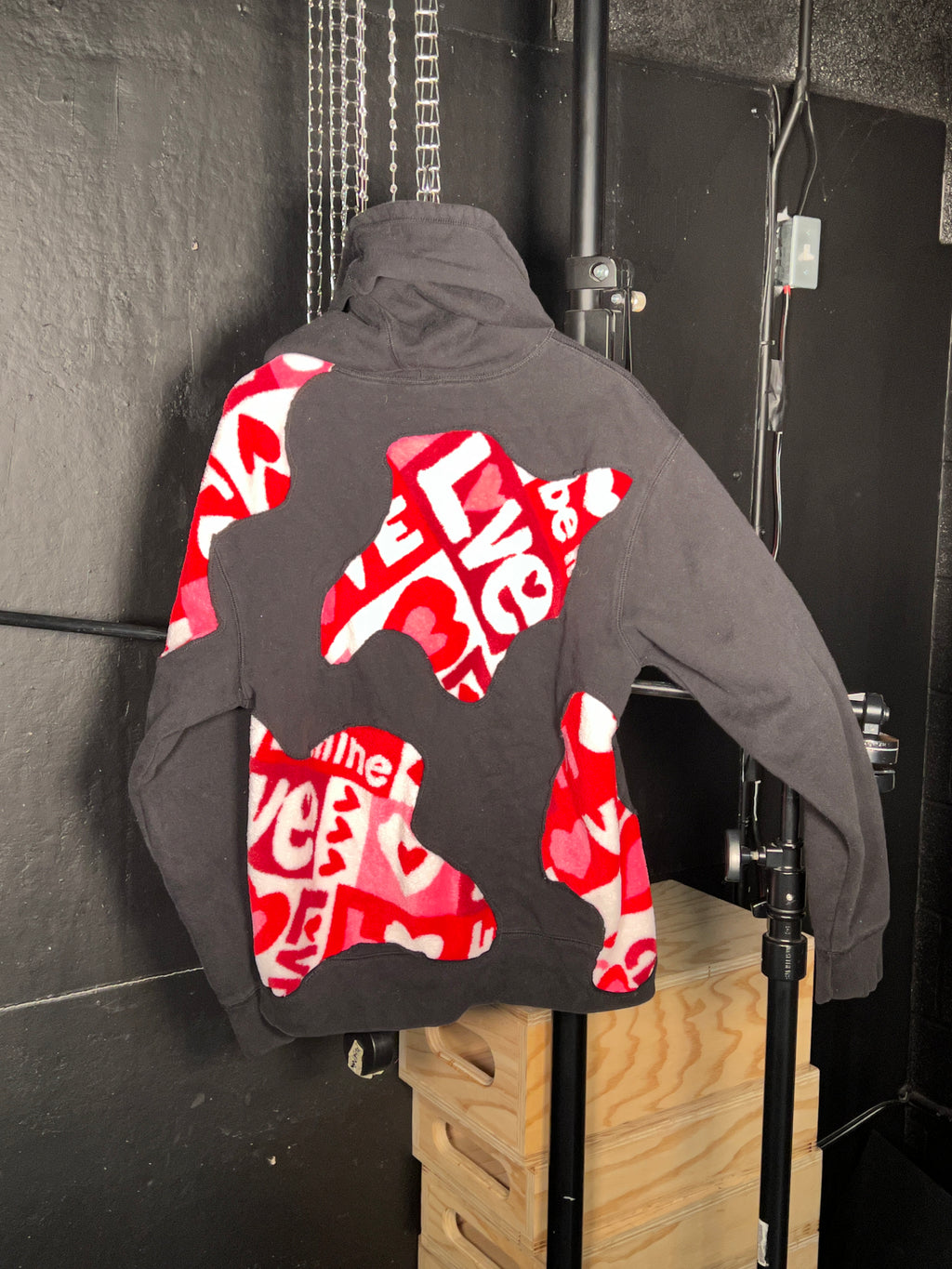 Scab Patches Zip Up Hoodies (Valentine's Day/Black) (M)