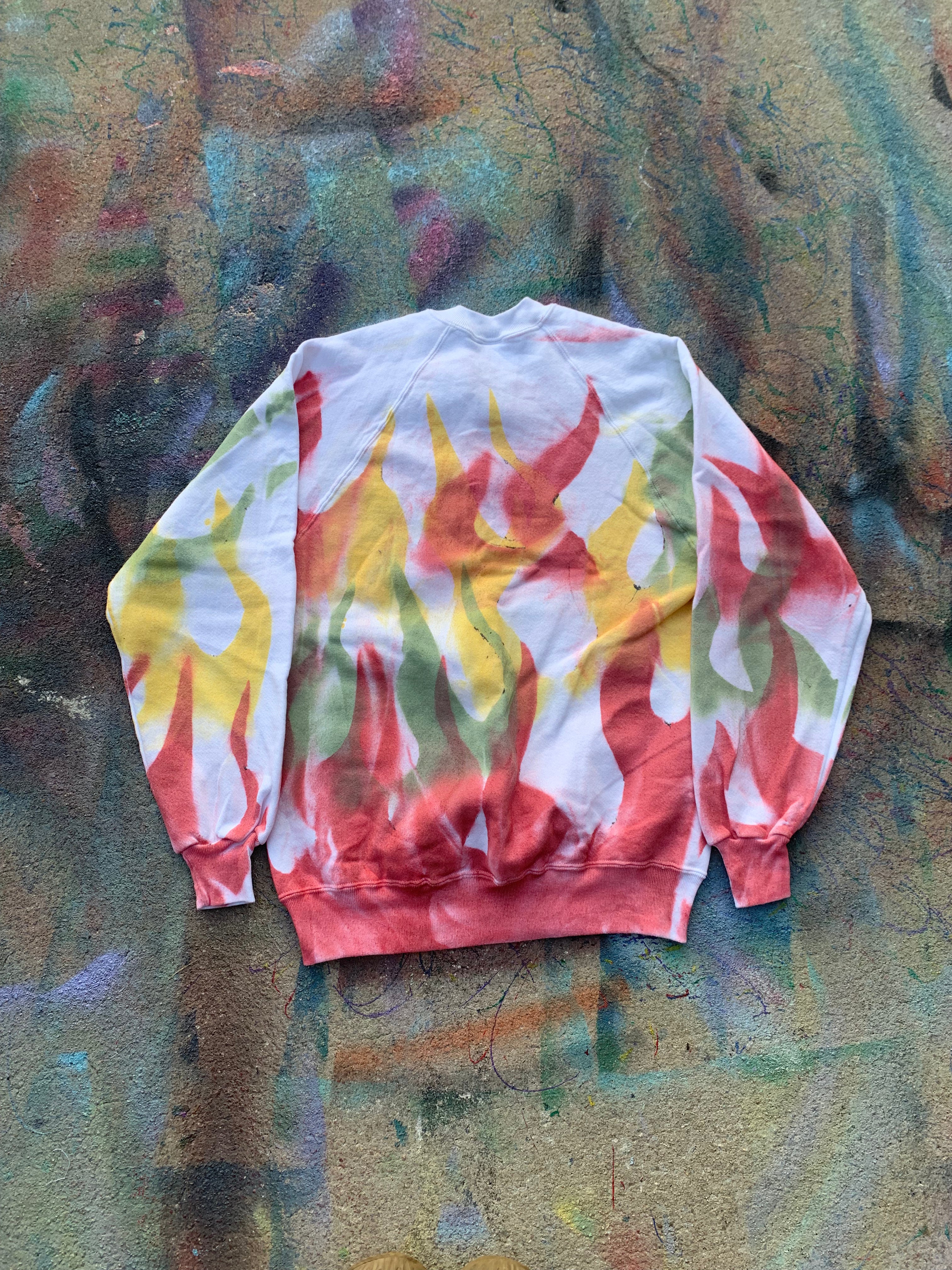 (LS) Flame Reprint Crewneck (Red/Green/Yellow/White)- L
