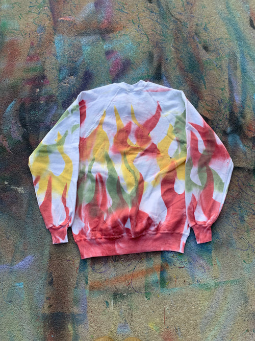 (LS) Flame Reprint Crewneck (Red/Green/Yellow/White)- L