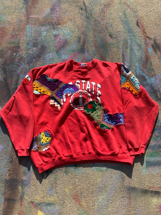 Scab Patches Crewneck (Multicolor/Red)- XXXL