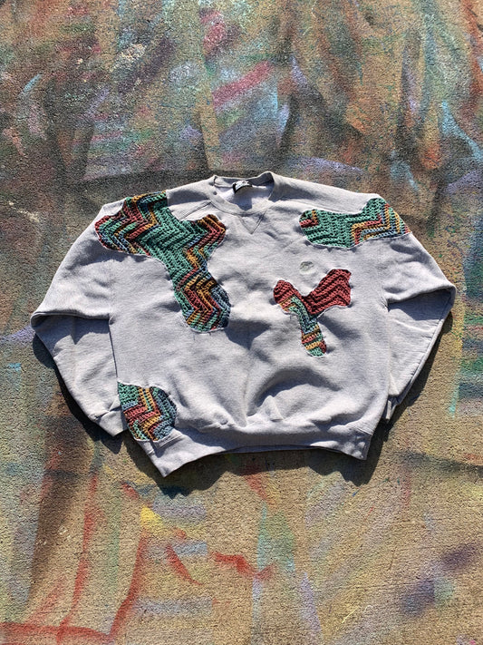 Scab Patches Crewneck (Multicolor/Grey)- XL