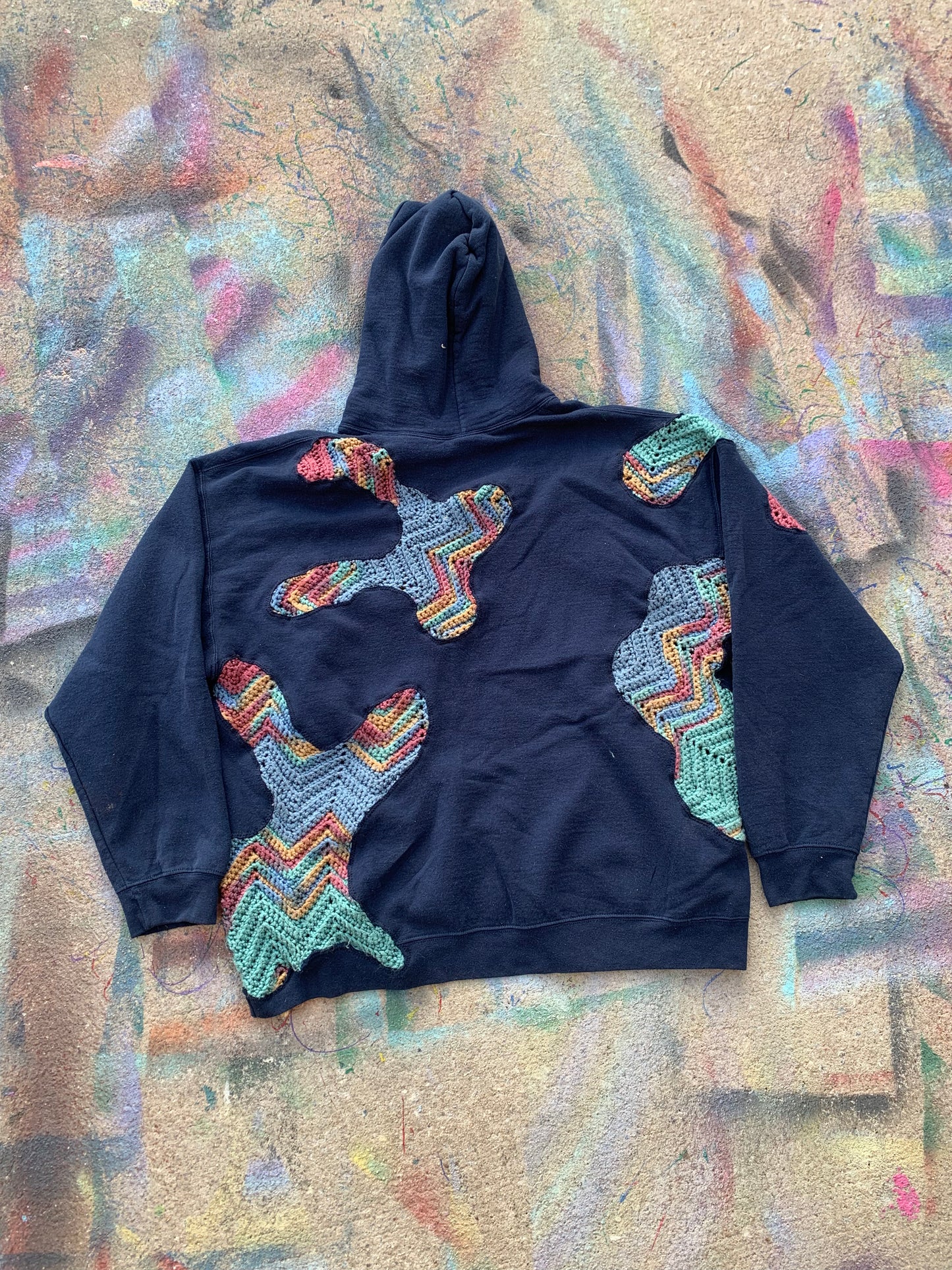 Scab Patches Hoodie (Multicolor/Navy)- XL