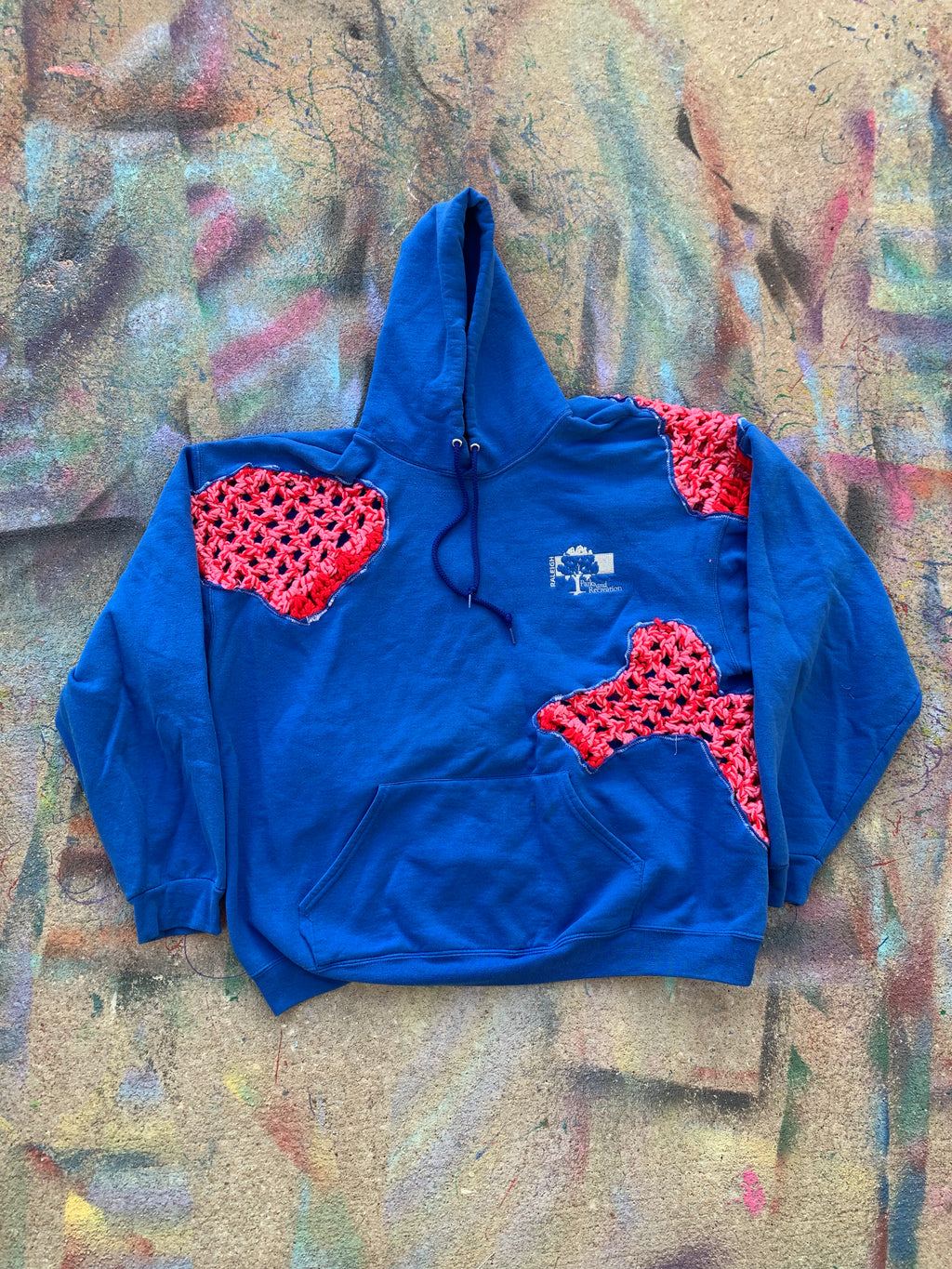 (LS) Scab Patches Hoodie (Pink/Red/Blue)- XXL