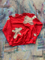 (LS) Scab Patches Crewneck (Tan/Red)- XXL