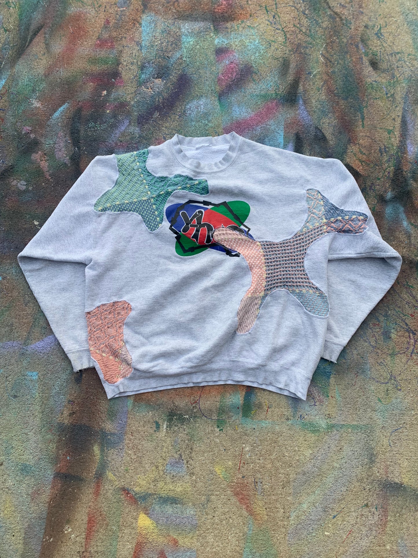 Scab Patches Crewneck (Multicolor/Grey)- XL