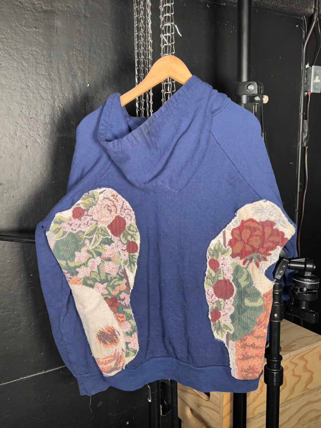 Navy Repeating Cat Portrait Hoodie (M)